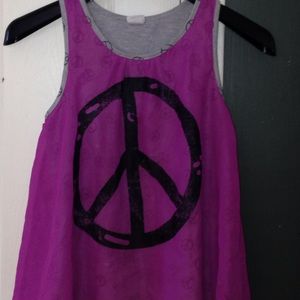 Purple peace sign tank top