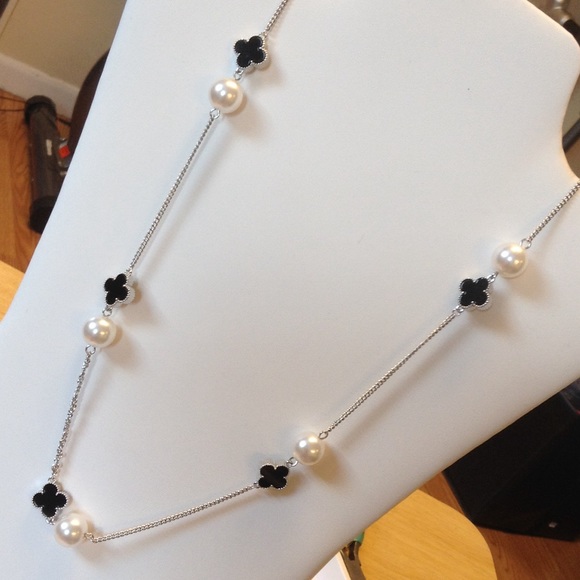 21k White Gold Plated Jewelry - Beautiful Long Necklace 21k White Gold Plated
