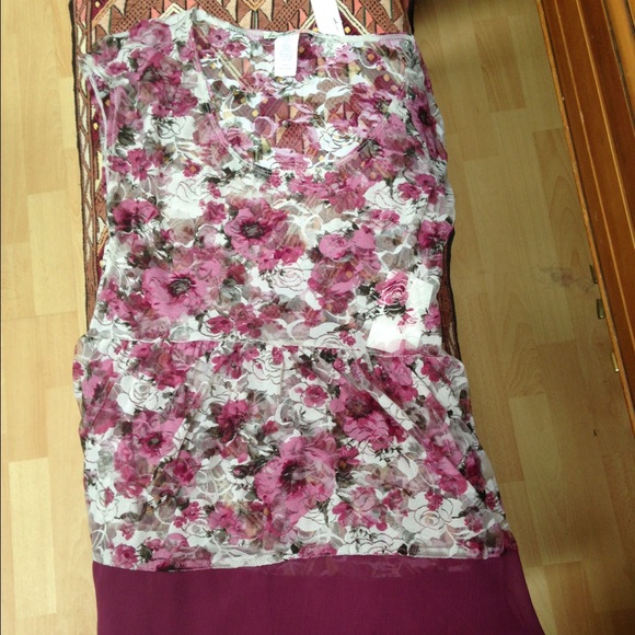 love squared pink floral sheer tunic