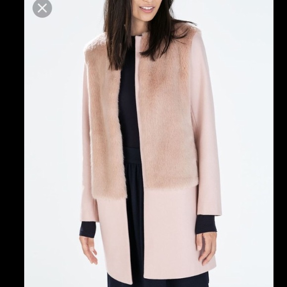 Zara pink peacoat with faux fur