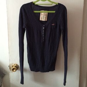 Hollister dark blue long sleeve sweater size L