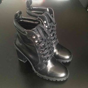 High heel laced up combat boots