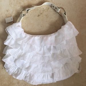 White ruffle purse