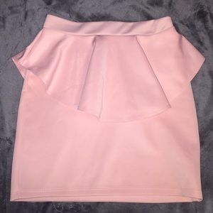 Light pink peplum bodycon skirt