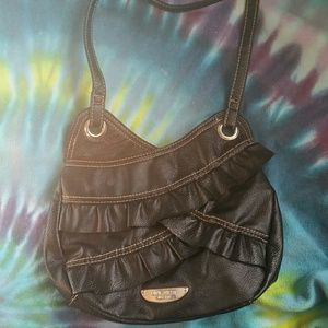 Ruffled black satchel