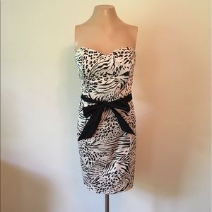 Strapless animal print dress