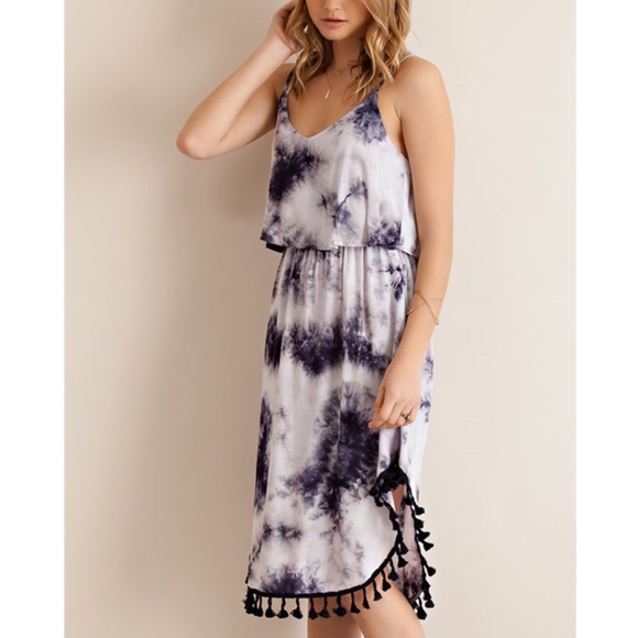 JANESSA tie dye midi dress - NAVY - Picture 2 of 4