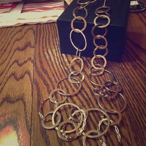 Long gold circle necklace