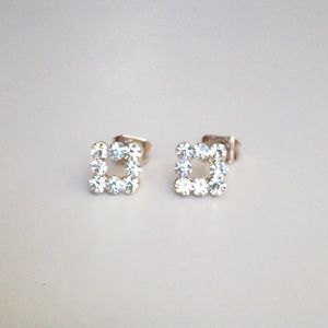 Square Crystal Stud Earrings