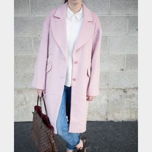 Oversized pink cocoon coat