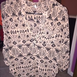 Aztec print button up blouse