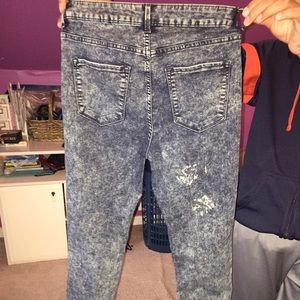 Acid wash, high waisted jeans