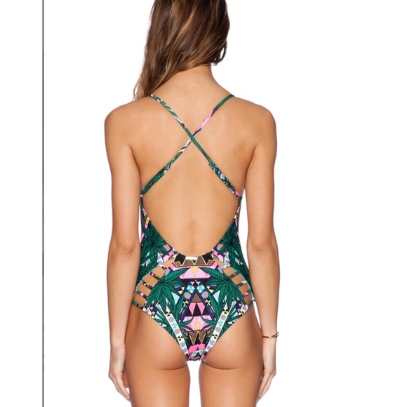 Sale! Flora Tropical lace up one piece swimsuit - Picture 2 of 4