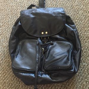 Black pleather backpack