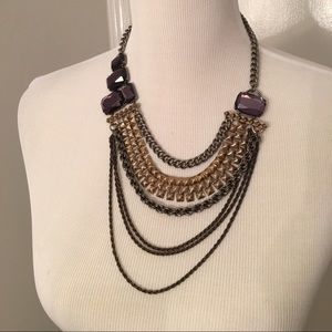 Necklace, purple black bronze, grey