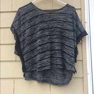 Grey and black cropped blouse