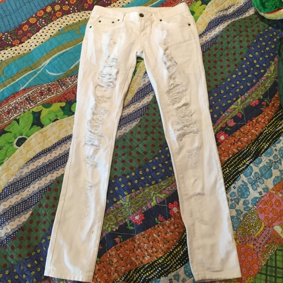 LF Carmar white distressed jeans 25