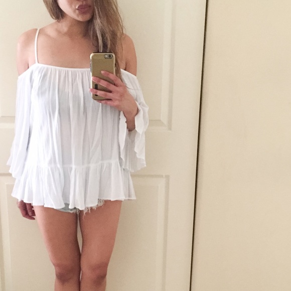 Forever 21 Tops - White Flowy Off Shoulder Top.