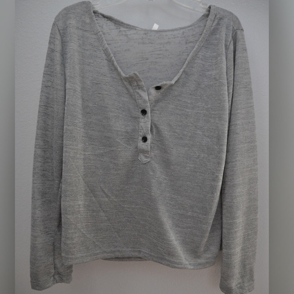 Gray Button Up Tee