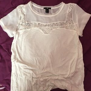 White shirt with lace detail