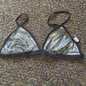 Silver shiny bra top
