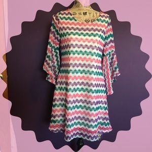 Chevron Stripe Crochet Lace Dress