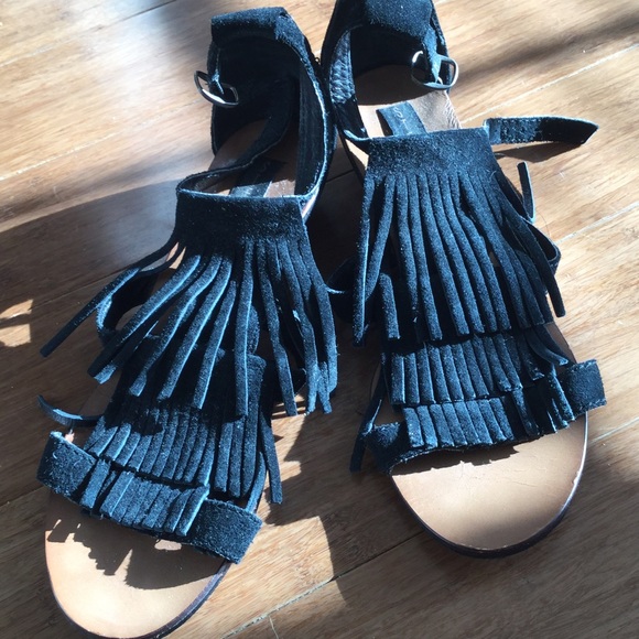 Fringe sandals worn once!!