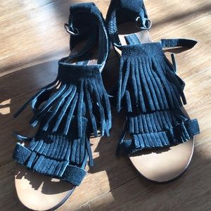 Fringe sandals worn once!!