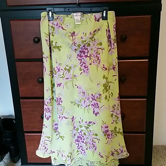 Green and Purple Flowered Long skirt
