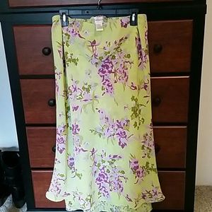 Green and Purple Flowered Long skirt