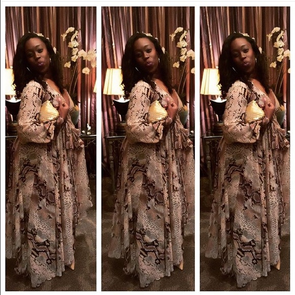 Snakeskin maxi long flare dress