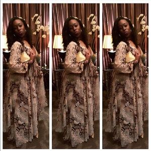 Snakeskin maxi long flare dress