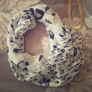 White Cheetah Print Infinity Scarf