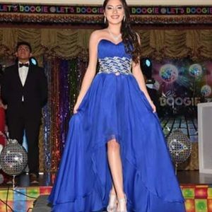 Electric blue, high low,very classy and elegant