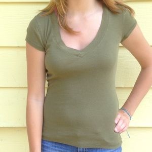 Olive Green Scoop Neck Tee
