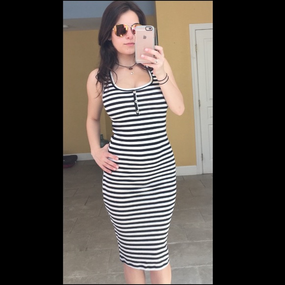 Striped black and white dress