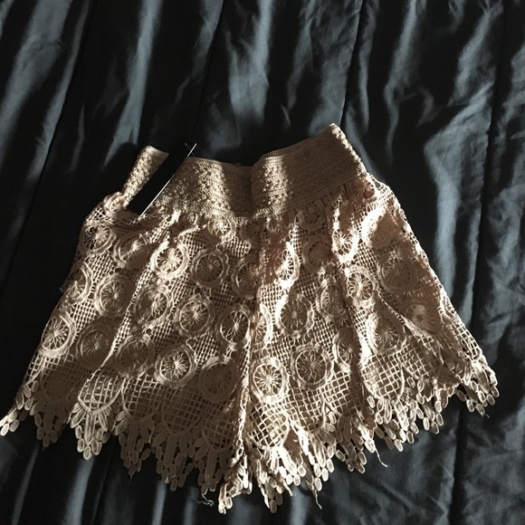 Tan Lace Shorts