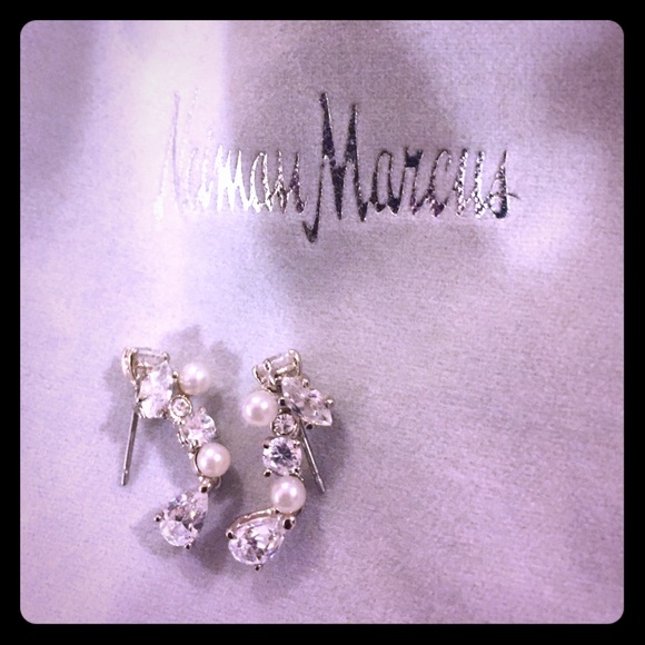 Elegant CZ and pearl earrings
