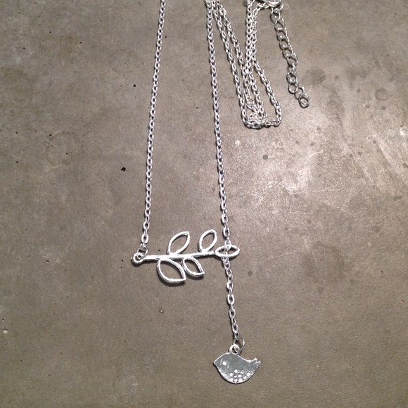 Bird/ branch silver necklace
