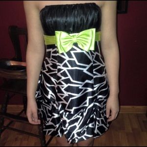 Black and white and green dress