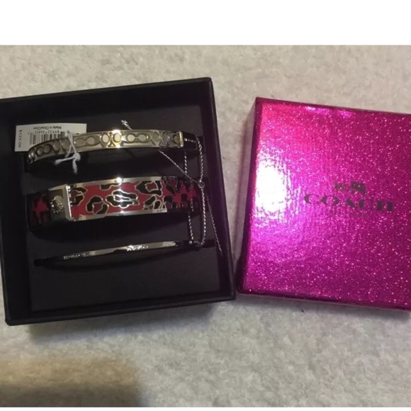 BRAND NEW WITH BOX COACH OCELOT 3 BANGLE SET - Picture 2 of 3