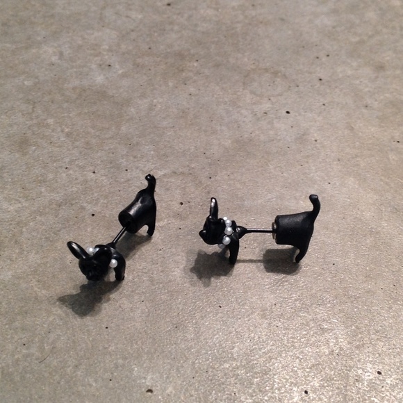 Black cat impalement earrings