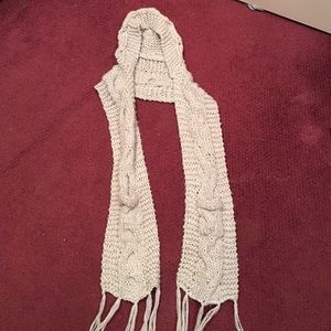 Cream knit scarf w/ hood