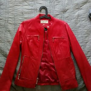 Michael kors red leather jacket