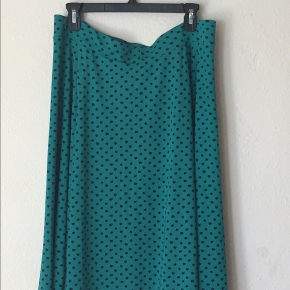Green & Navy dot skirt - Picture 1 of 2