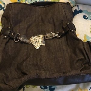 Brand new Junior Drake brown canvas handbag