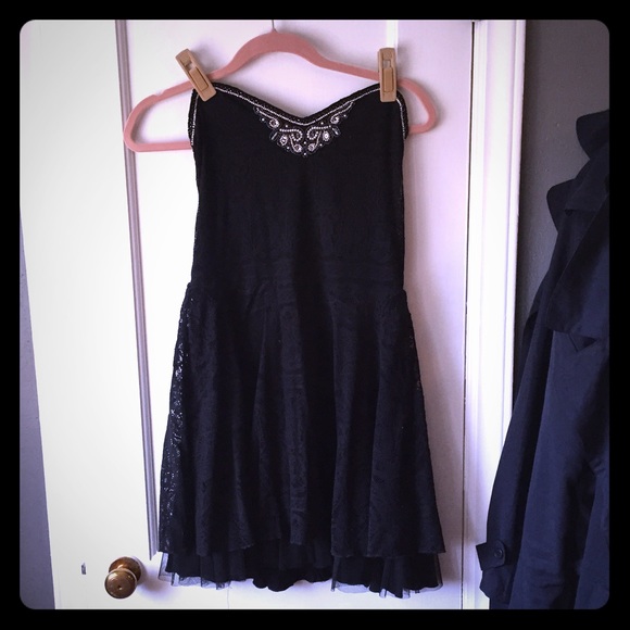 Free People Lace and Beaded Strapless