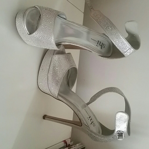 Sparkly peep toe heels