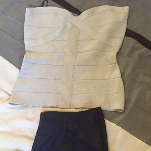 Silver metallic bandage tube top