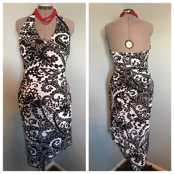 David Meister Asymmetrical Halter Dress 12